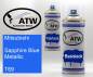 Preview: Mitsubishi, Sapphire Blue Metallic, T69: 400ml Sprühdose + 400ml Klarlack - Set, von ATW Autoteile West.